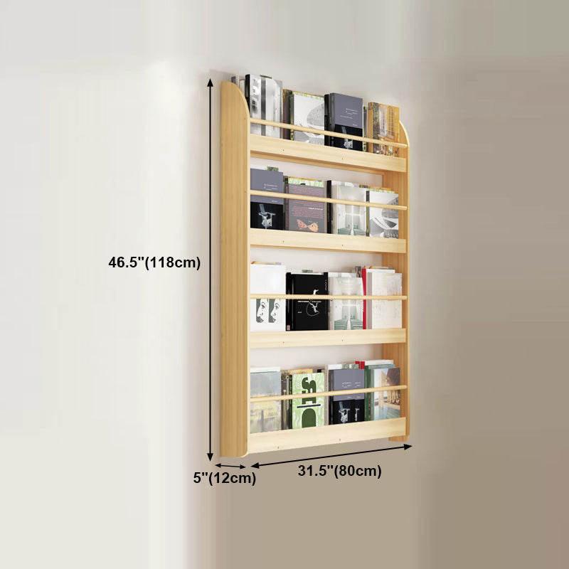 Wood Floating Bookcase Contemporary Style Wall Mounted Book Shelf