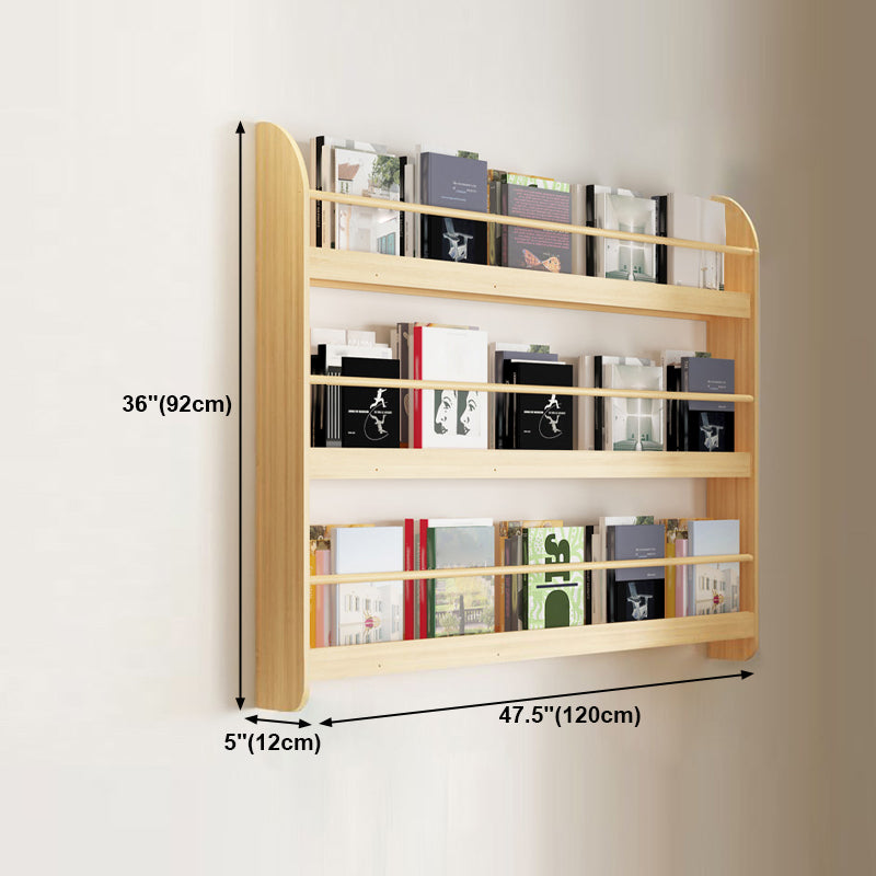 Wood Floating Bookcase Contemporary Style Wall Mounted Book Shelf