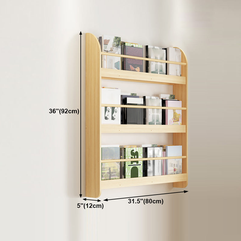 Wood Floating Bookcase Contemporary Style Wall Mounted Book Shelf
