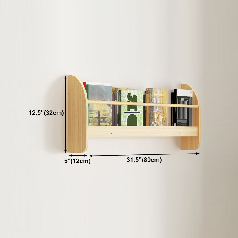 Wood Floating Bookcase Contemporary Style Wall Mounted Book Shelf