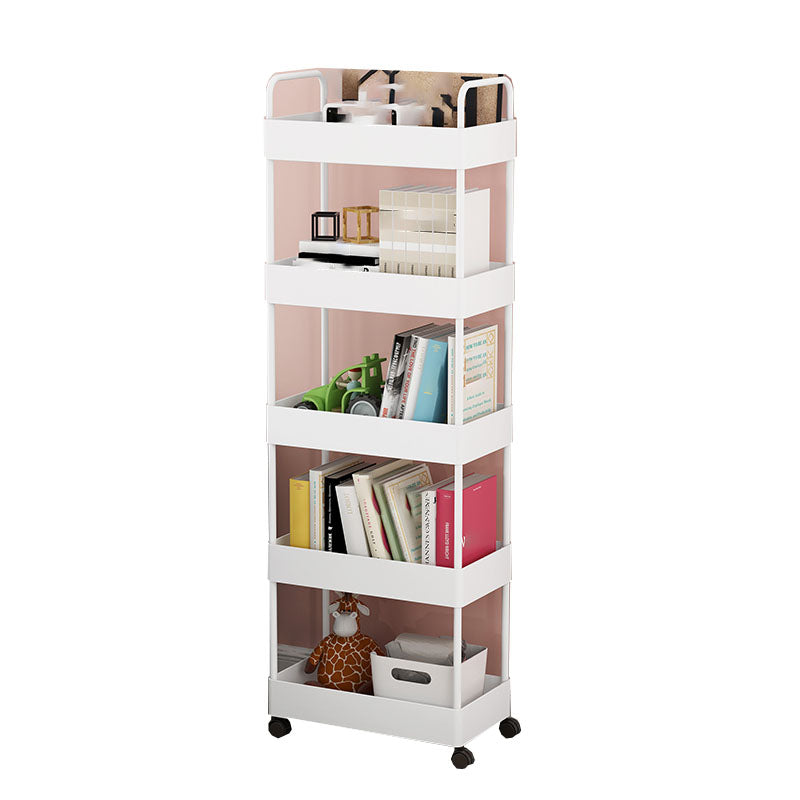 Contemporary Style Bookshelf with Casters Wheel Book Shelf for Home Office Study Room