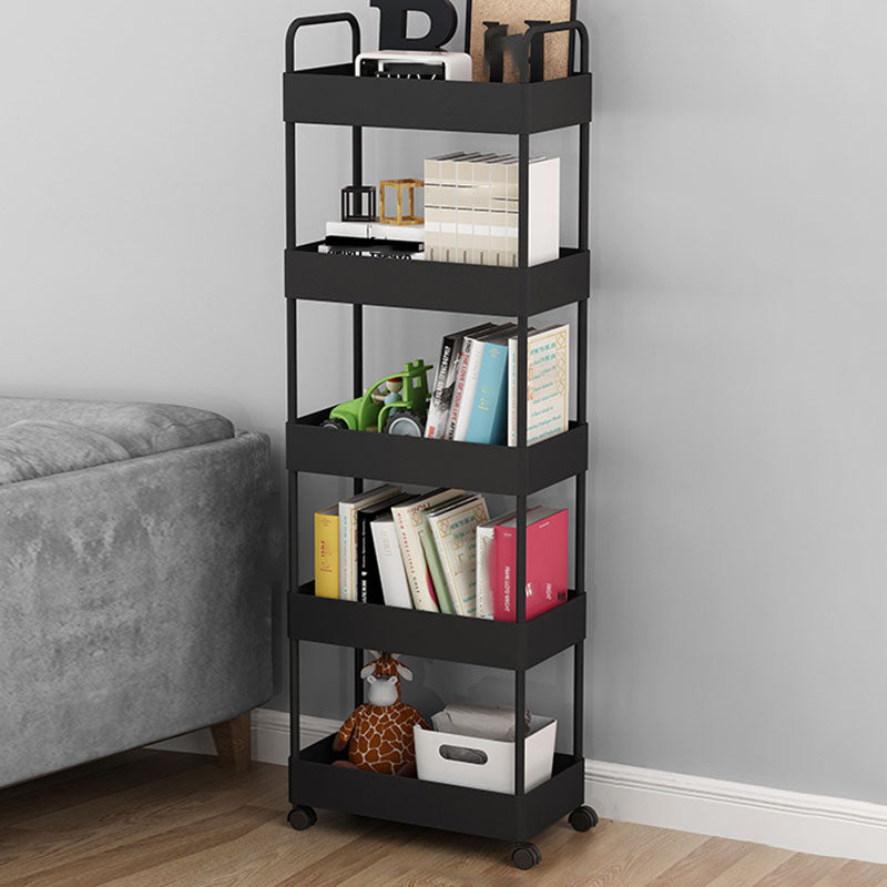 Contemporary Style Bookshelf with Casters Wheel Book Shelf for Home Office Study Room