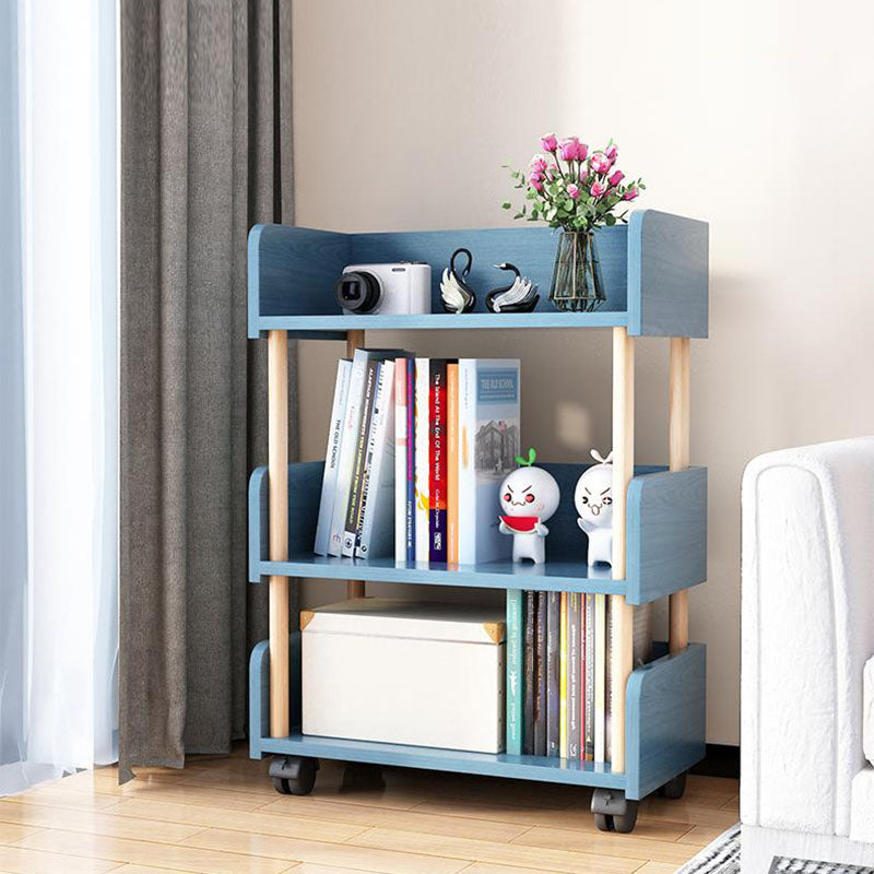 3-Shelf Manufactured Wood Etagere Bookshelf with Caster Wheels