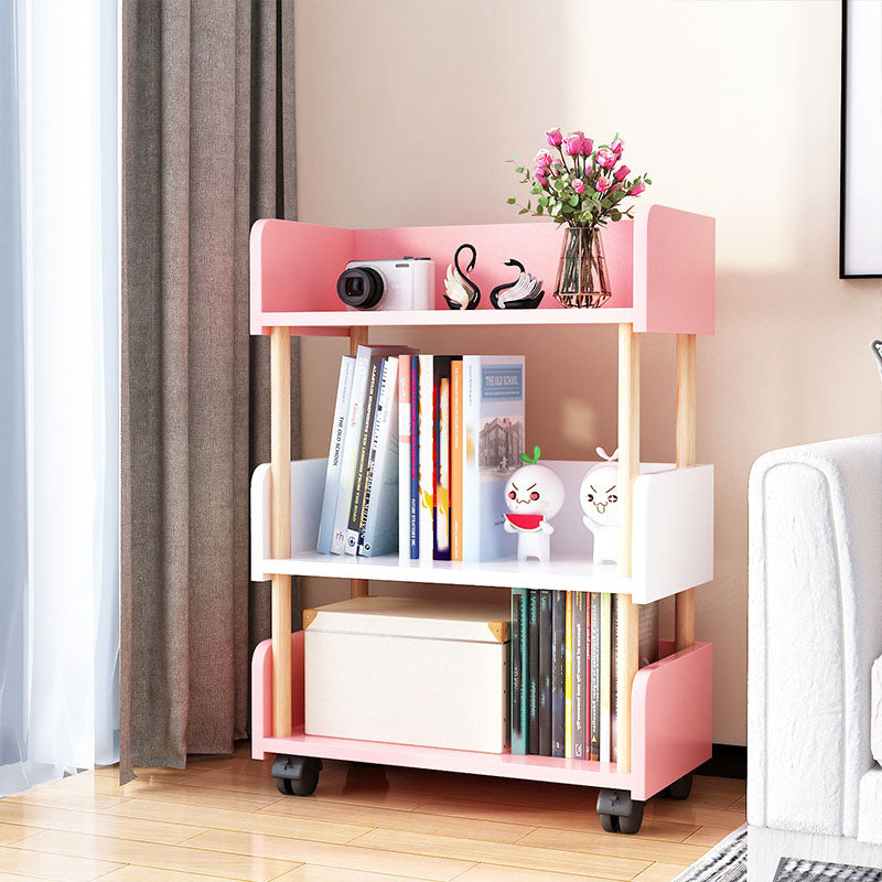 3-Shelf Manufactured Wood Etagere Bookshelf with Caster Wheels