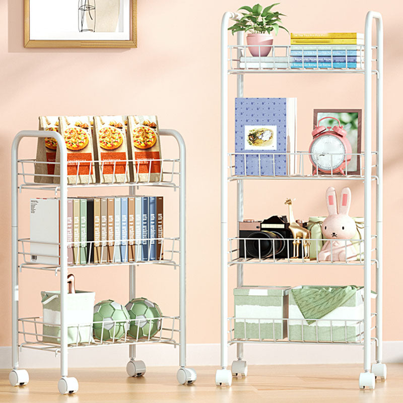 11"W Bookshelf Contemporary Style Bookcase with Casters for Home and Study Room