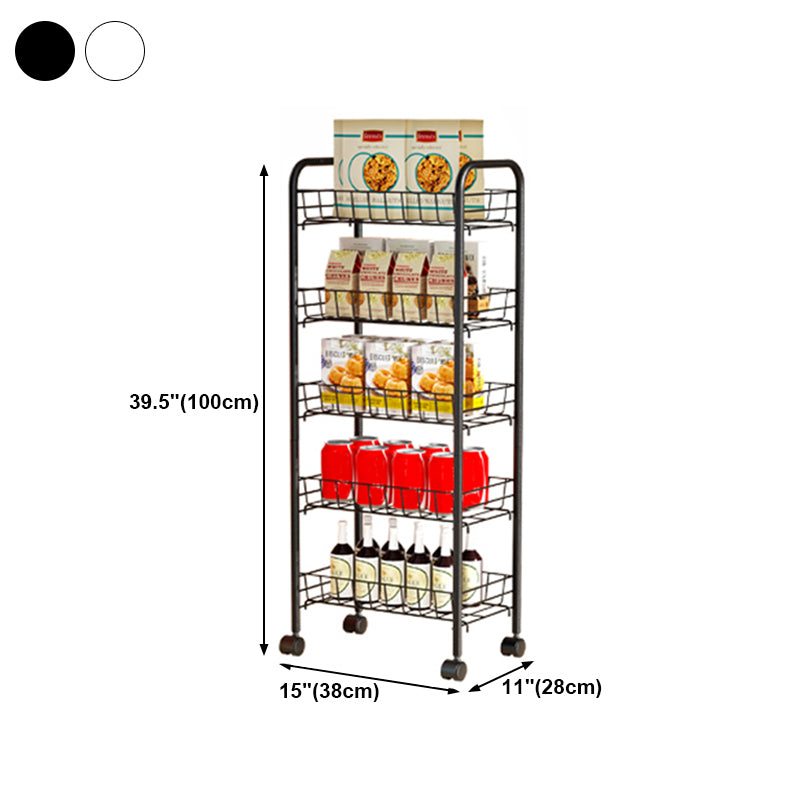 11"W Bookshelf Contemporary Style Bookcase with Casters for Home and Study Room
