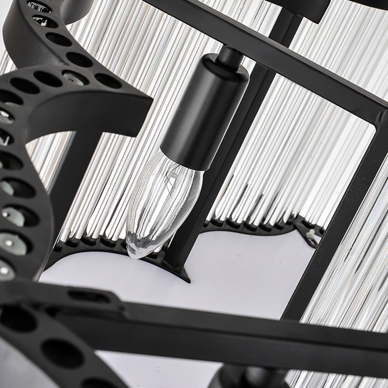 Lámpara de lámpara de montaje semi de metal dorado salas de estar tradicionales lámparas semi descargas con sombra de vidrio