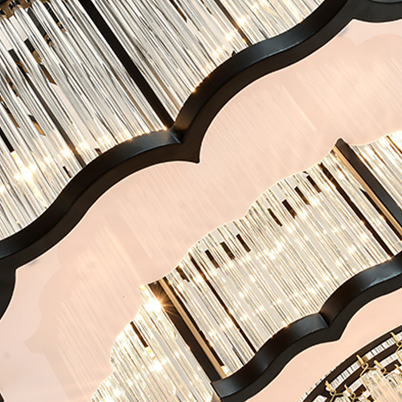 Lámpara de lámpara de montaje semi de metal dorado salas de estar tradicionales lámparas semi descargas con sombra de vidrio