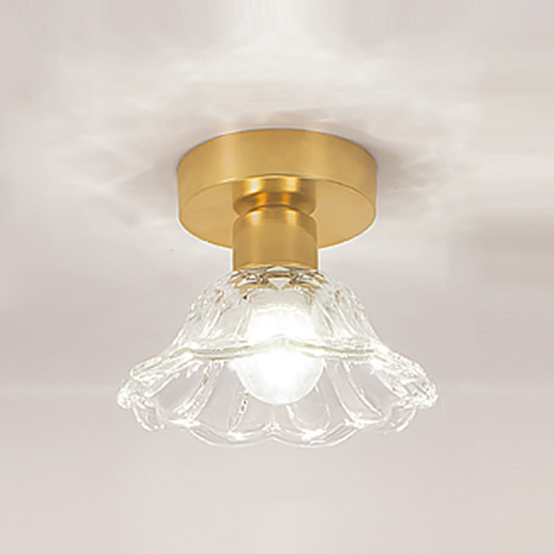 Multi-fosses contemporaines Verre de luminaire luminaire 1 Light Flush Mount Lights in Gold