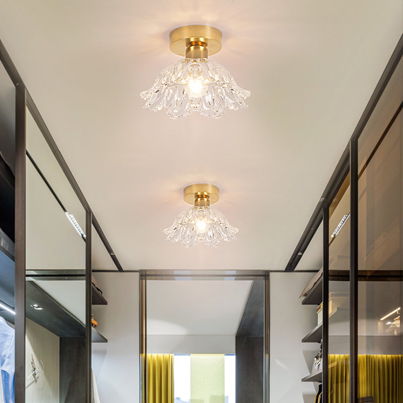 Multi-fosses contemporaines Verre de luminaire luminaire 1 Light Flush Mount Lights in Gold