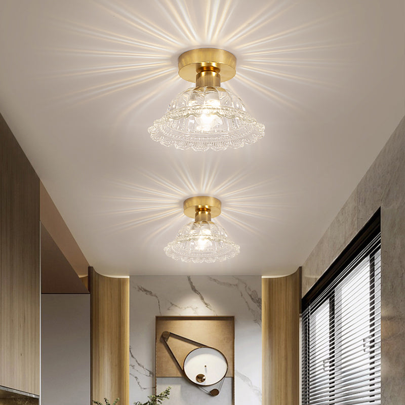 Multi-fosses contemporaines Verre de luminaire luminaire 1 Light Flush Mount Lights in Gold
