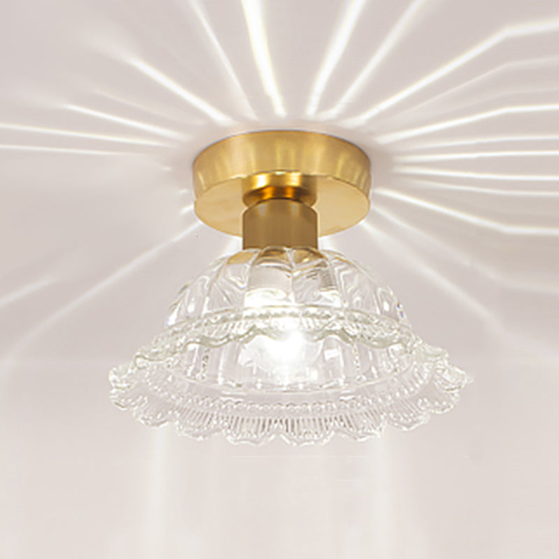 Multi-fosses contemporaines Verre de luminaire luminaire 1 Light Flush Mount Lights in Gold
