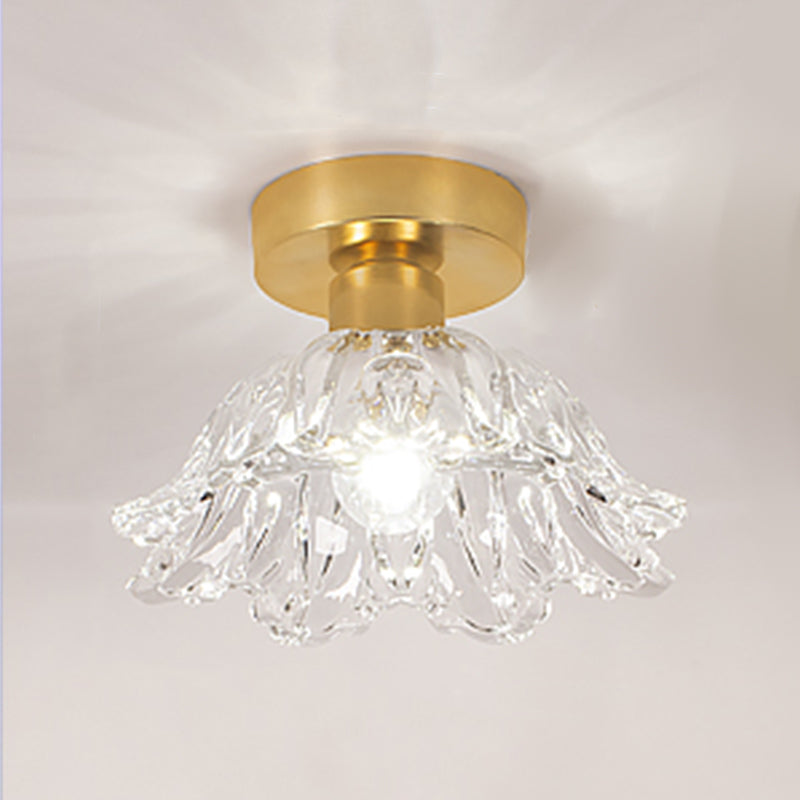 Multi-fosses contemporaines Verre de luminaire luminaire 1 Light Flush Mount Lights in Gold