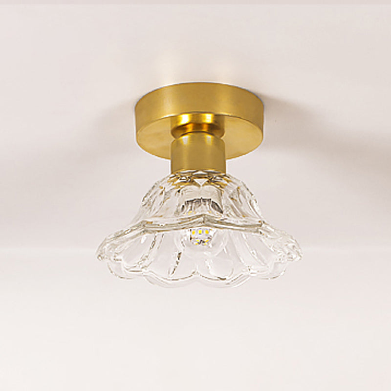 Multi-fosses contemporaines Verre de luminaire luminaire 1 Light Flush Mount Lights in Gold
