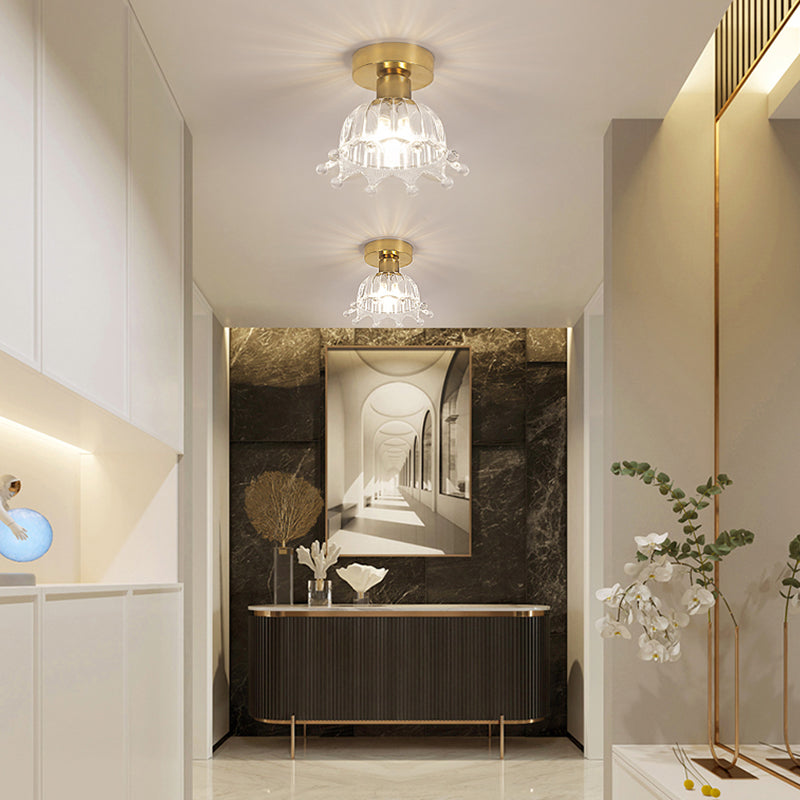 Multi-fosses contemporaines Verre de luminaire luminaire 1 Light Flush Mount Lights in Gold