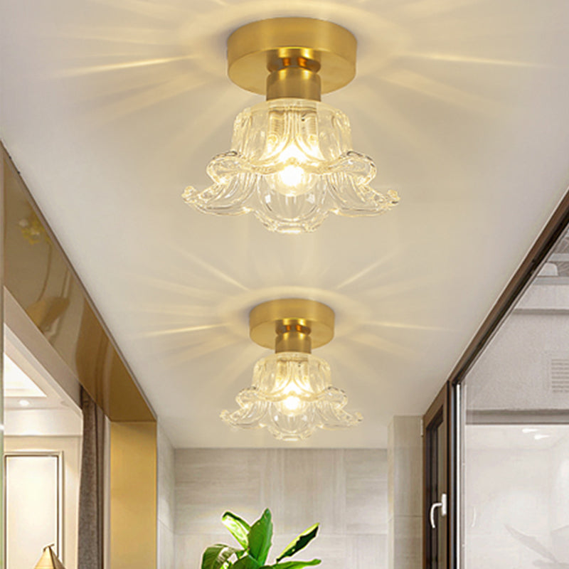 Multi-fosses contemporaines Verre de luminaire luminaire 1 Light Flush Mount Lights in Gold