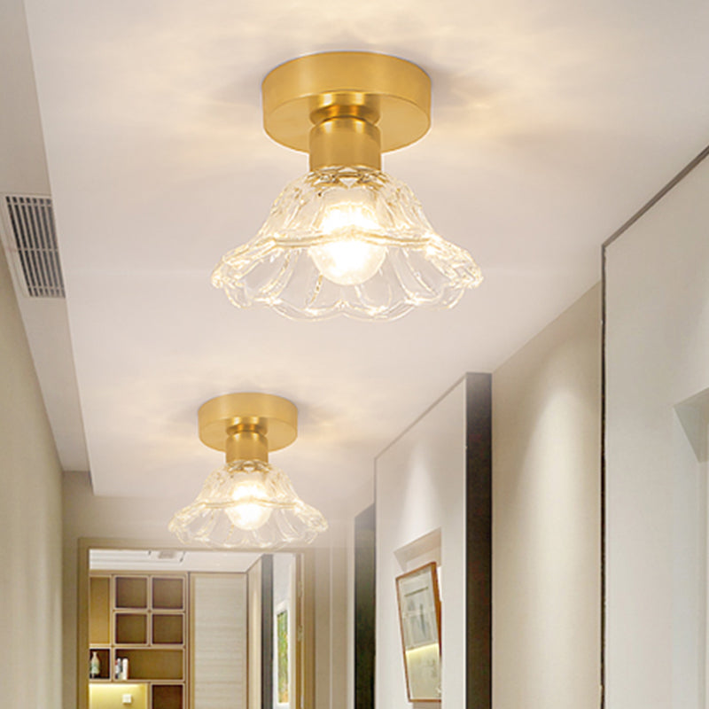 Multi-fosses contemporaines Verre de luminaire luminaire 1 Light Flush Mount Lights in Gold