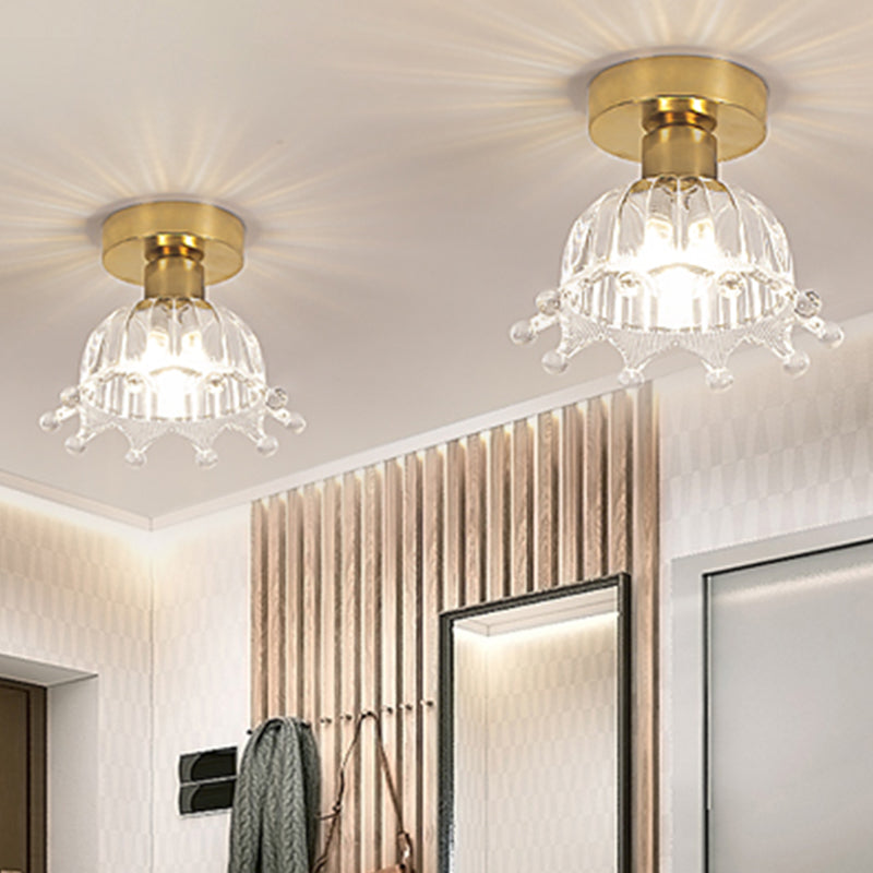 Multi-fosses contemporaines Verre de luminaire luminaire 1 Light Flush Mount Lights in Gold