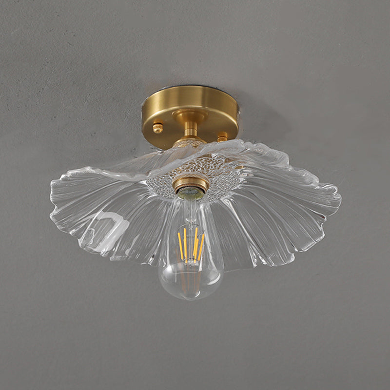 Aisillo sombreado Semi Flush Mount Vidretes de iluminación Minimalista Semi Flush Luz de techo en oro