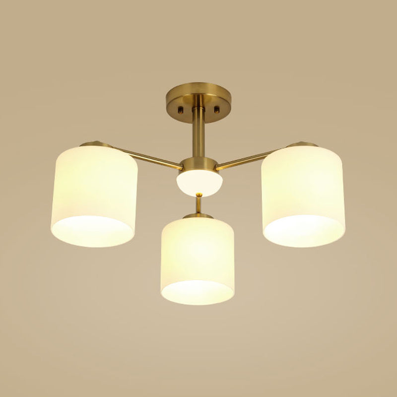 Luces de montaje de semi rascijada de estilo modernista Cilíndrico Cilindro de lámpara de techo de vidrio en oro