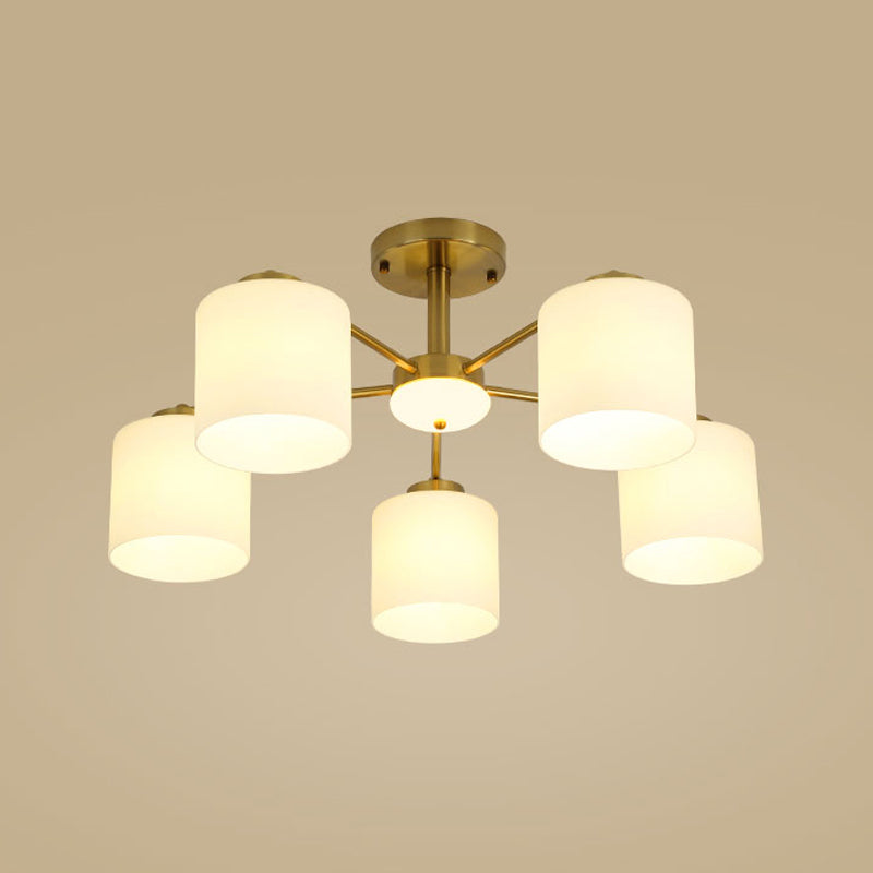 Luces de montaje de semi rascijada de estilo modernista Cilíndrico Cilindro de lámpara de techo de vidrio en oro