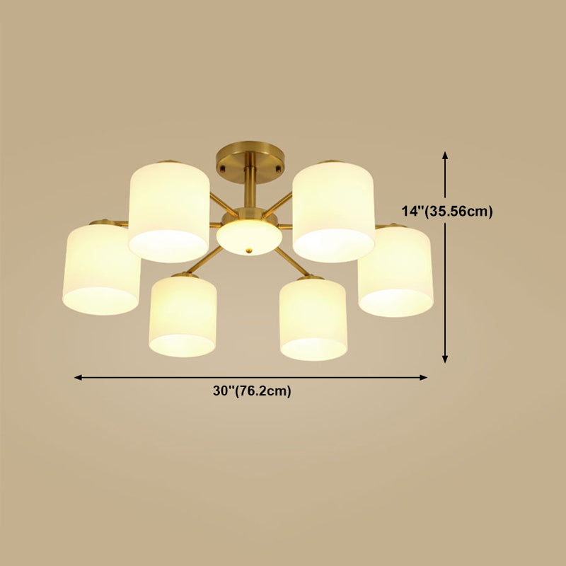 Luces de montaje de semi rascijada de estilo modernista Cilíndrico Cilindro de lámpara de techo de vidrio en oro