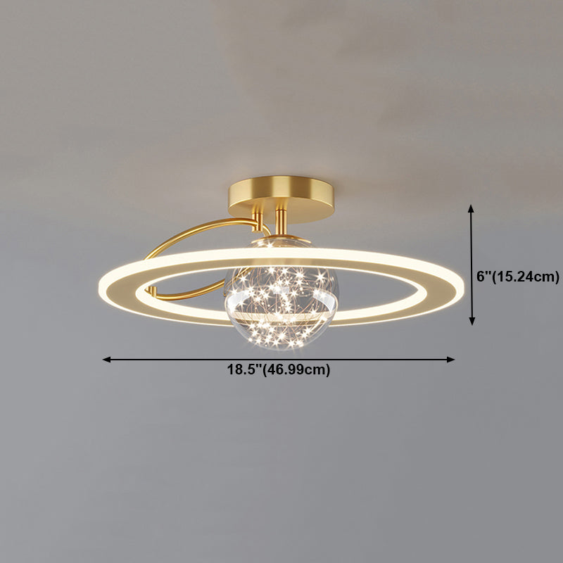 Modern Sphere Flush Light Fixture Metal 2 Light Flushmount Lighting for Bedroom