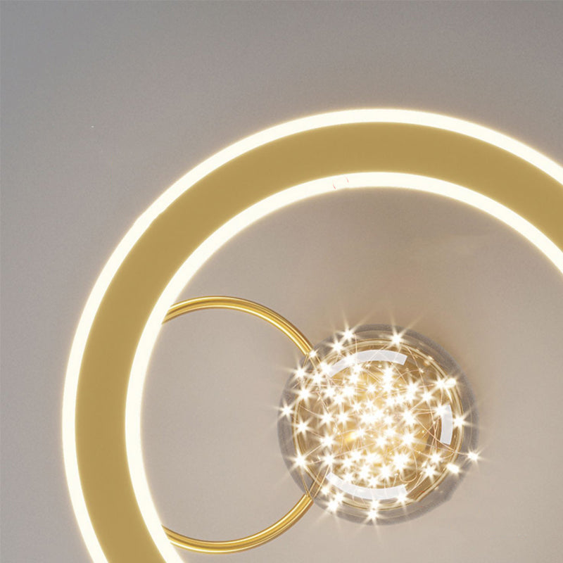 Modern Sphere Flush Light Fixture Metal 2 Light Flushmount Lighting for Bedroom