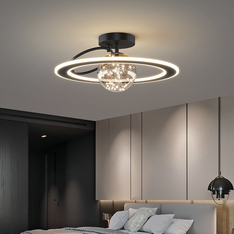 Modern Sphere Flush Light Fixture Metal 2 Light Flushmount Lighting for Bedroom