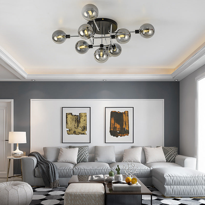 Forma de bola de vidrio al ras del techo de techo moderna luces múltiples iluminación de montaje al ras de color