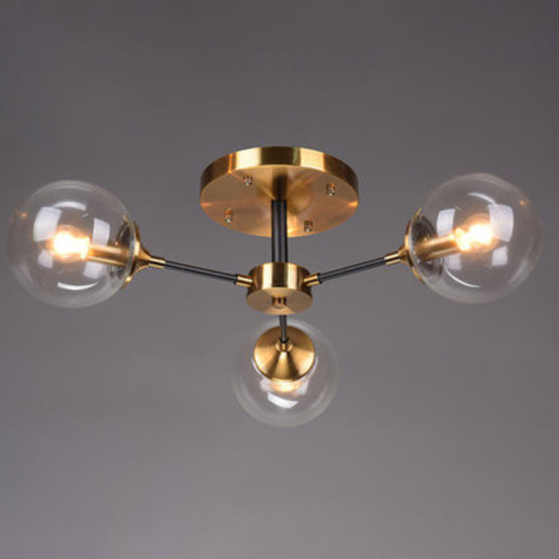 Glazen ronde vorm spoelplafondlicht moderne multi -lichten spoel de houding verlichting in zwart