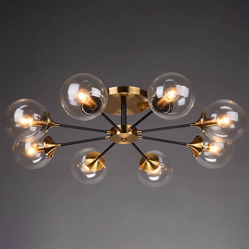 Glazen ronde vorm spoelplafondlicht moderne multi -lichten spoel de houding verlichting in zwart