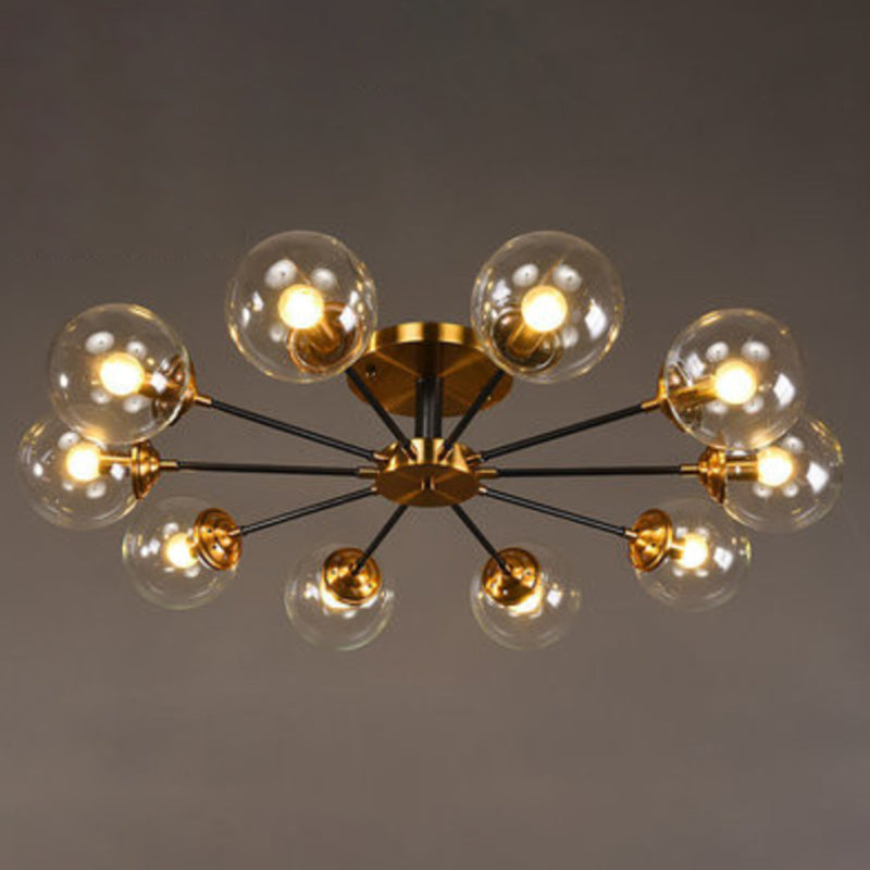 Glazen ronde vorm spoelplafondlicht moderne multi -lichten spoel de houding verlichting in zwart