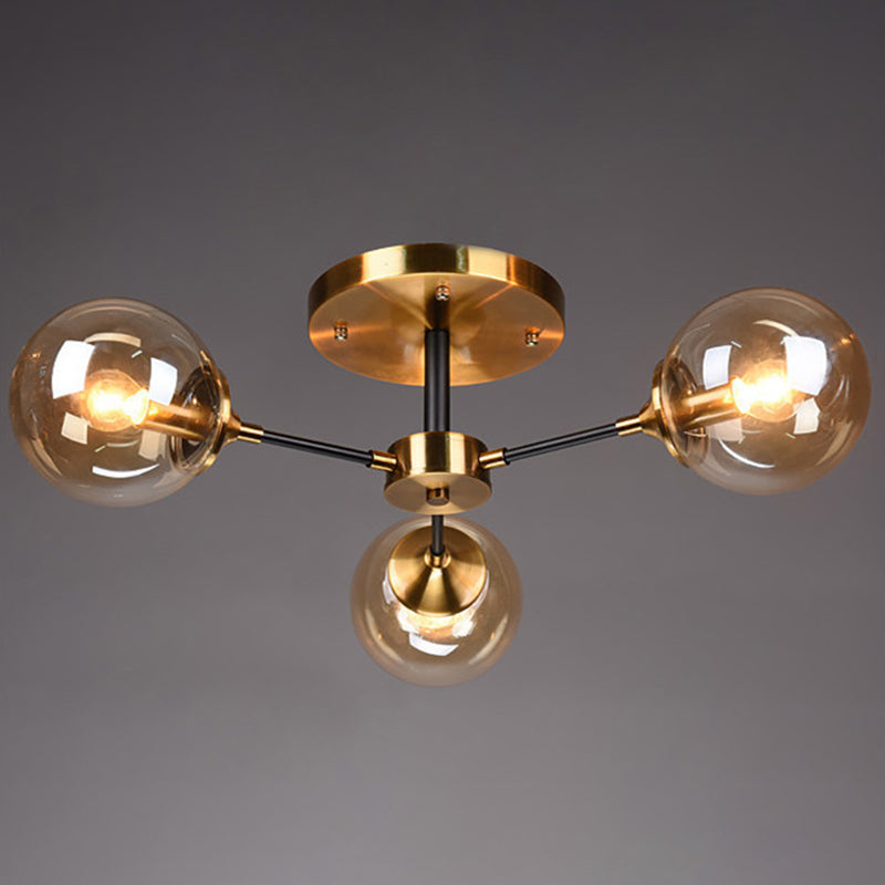 Glazen ronde vorm spoelplafondlicht moderne multi -lichten spoel de houding verlichting in zwart
