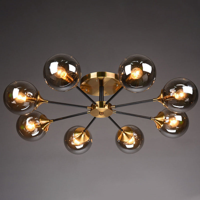 Glazen ronde vorm spoelplafondlicht moderne multi -lichten spoel de houding verlichting in zwart