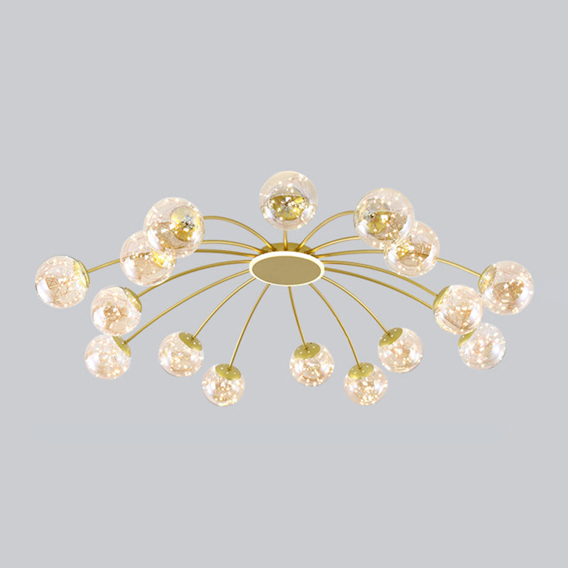 Bola de vidrio Flush Luz de techo de estilo moderno Montaje Montaje de montaje en oro en oro