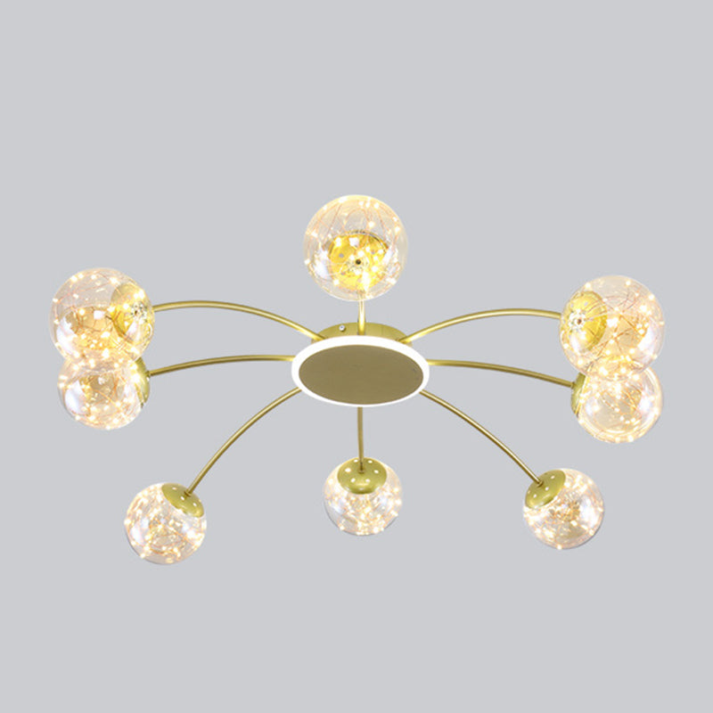 Bola de vidrio Flush Luz de techo de estilo moderno Montaje Montaje de montaje en oro en oro