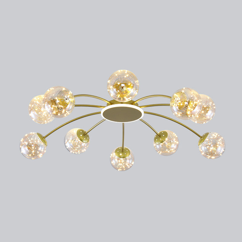 Bola de vidrio Flush Luz de techo de estilo moderno Montaje Montaje de montaje en oro en oro