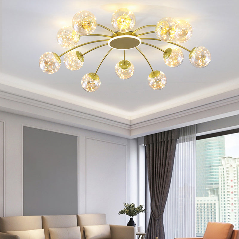 Bola de vidrio Flush Luz de techo de estilo moderno Montaje Montaje de montaje en oro en oro