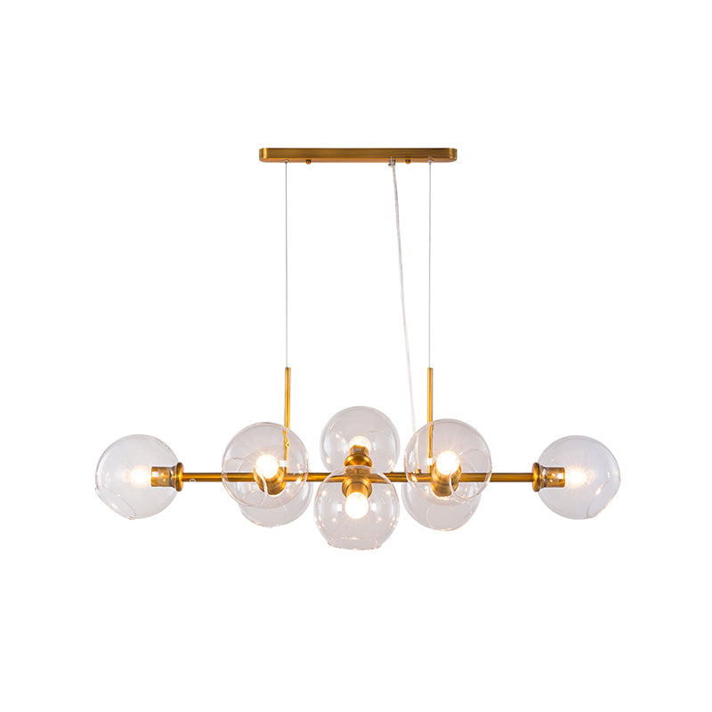 Moderne Metal Island-Leuchten 8-Licht-Restaurant Hanging Lamp mit Globe Glass Shade