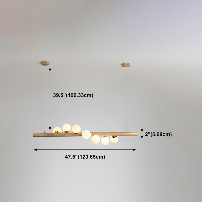 Modern Wood Island Lights Multi-Head Restaurant Hanging Lamp met Globe Glass Shade