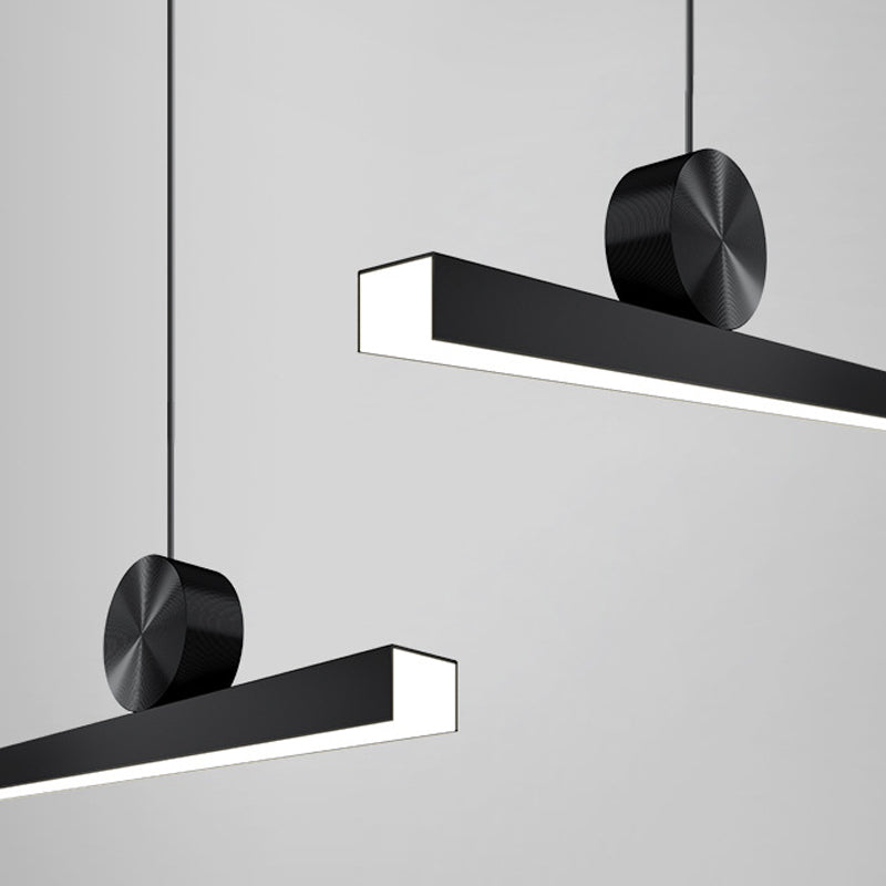 Schwarz gerade Insel hell moderne Aluminium -LED -Inselanhänger für Wohnzimmer