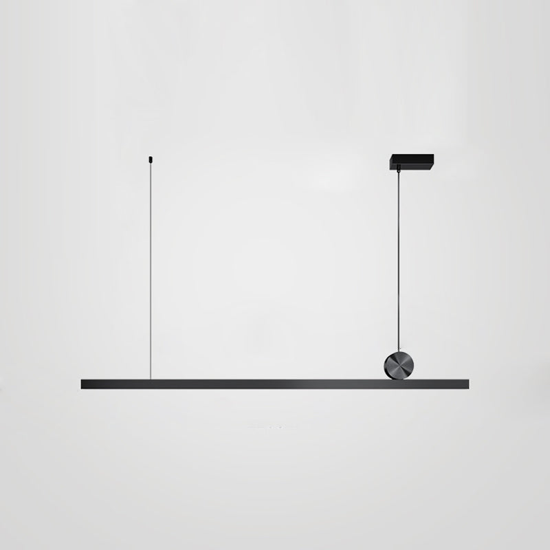 Schwarz gerade Insel hell moderne Aluminium -LED -Inselanhänger für Wohnzimmer