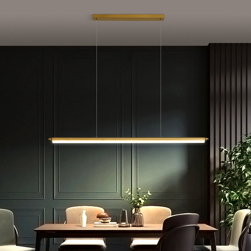 Modern aluminium eilandlamp lineair 1-licht restaurant LED hanglamp met acrylschaduw