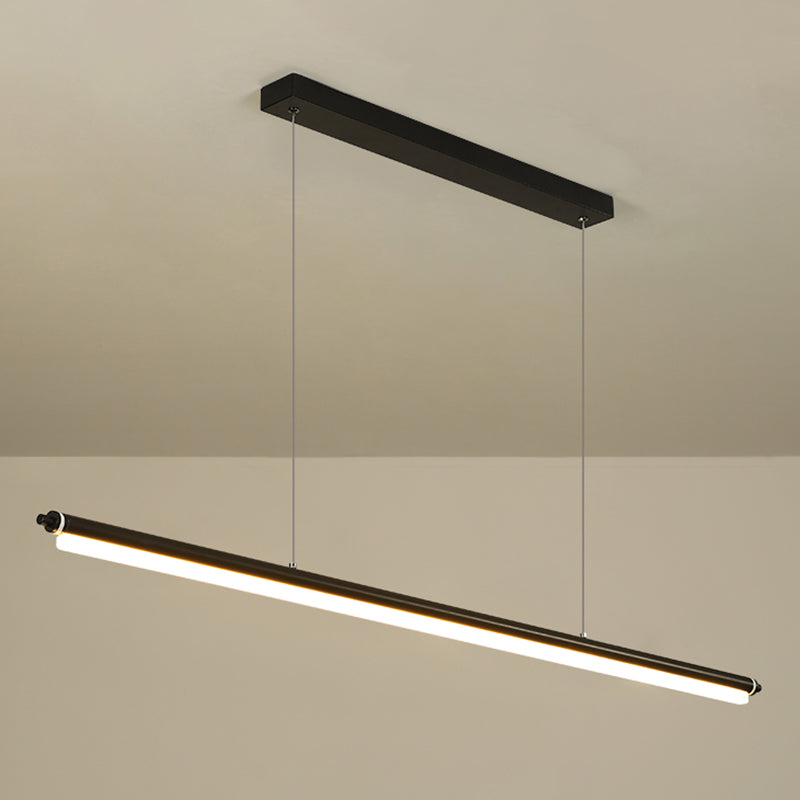Modern aluminium eilandlamp lineair 1-licht restaurant LED hanglamp met acrylschaduw