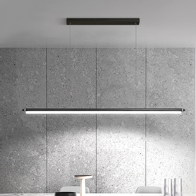 Modern aluminium eilandlamp lineair 1-licht restaurant LED hanglamp met acrylschaduw