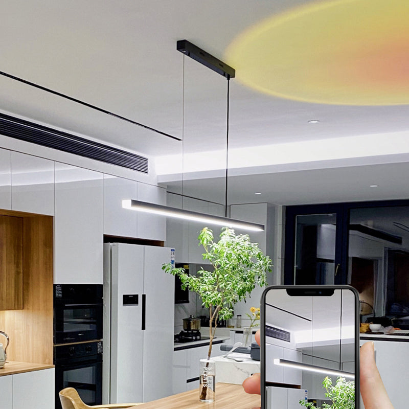 Lampe de cuivre noire Copper Lamp Pendre de restaurant linéaire moderne avec une teinte acrylique