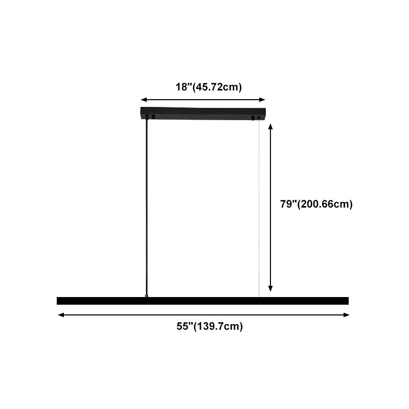 Lampe de cuivre noire Copper Lamp Pendre de restaurant linéaire moderne avec une teinte acrylique