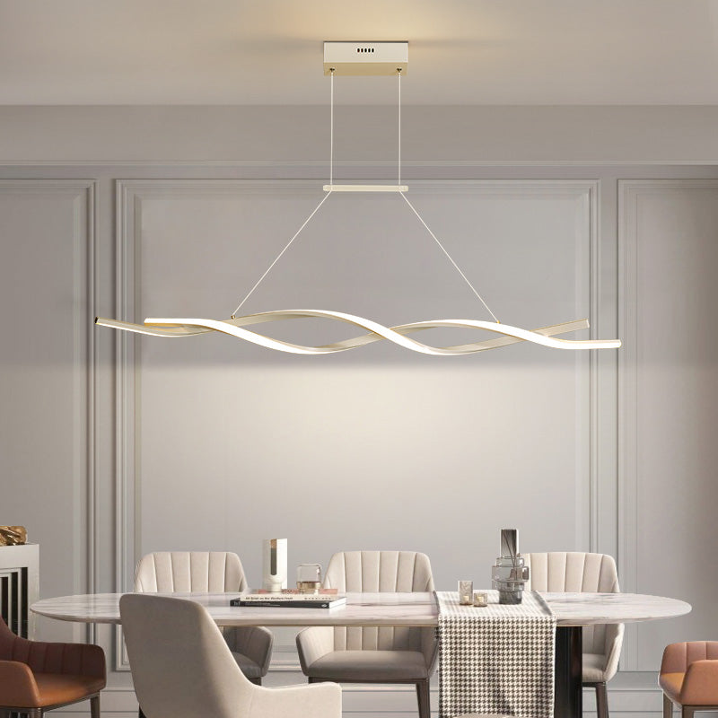 Modern Metal Island Light armatuur Lineair Restaurant Hanglamp met 2-head met acrylschaduw