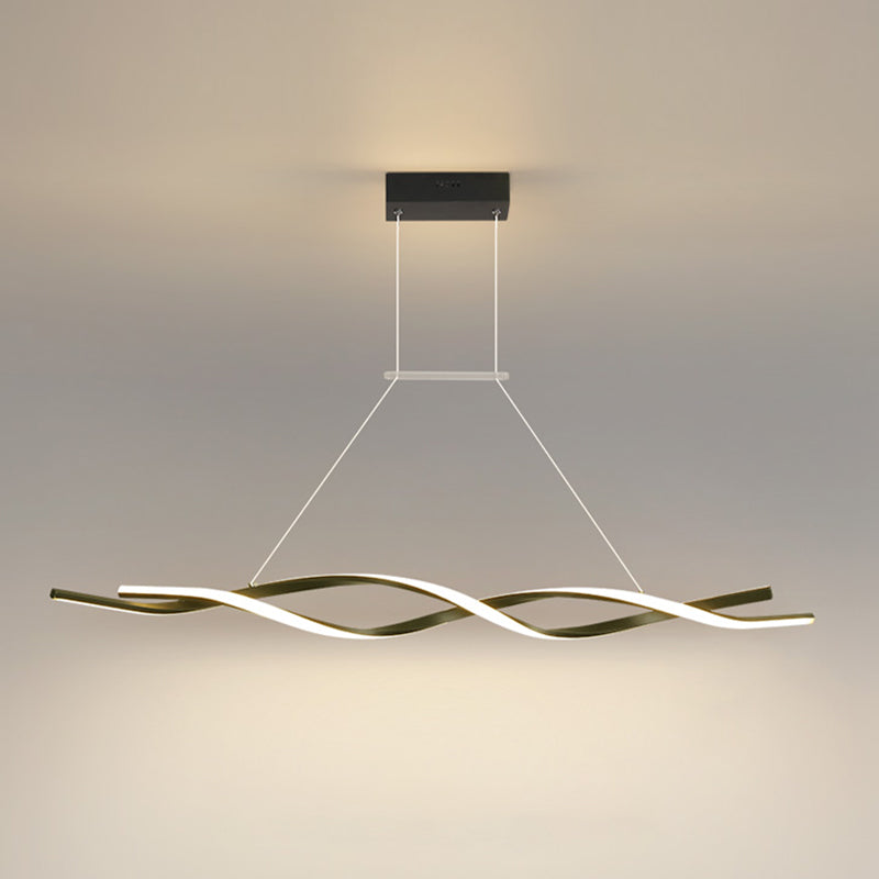 Modern Metal Island Light armatuur Lineair Restaurant Hanglamp met 2-head met acrylschaduw
